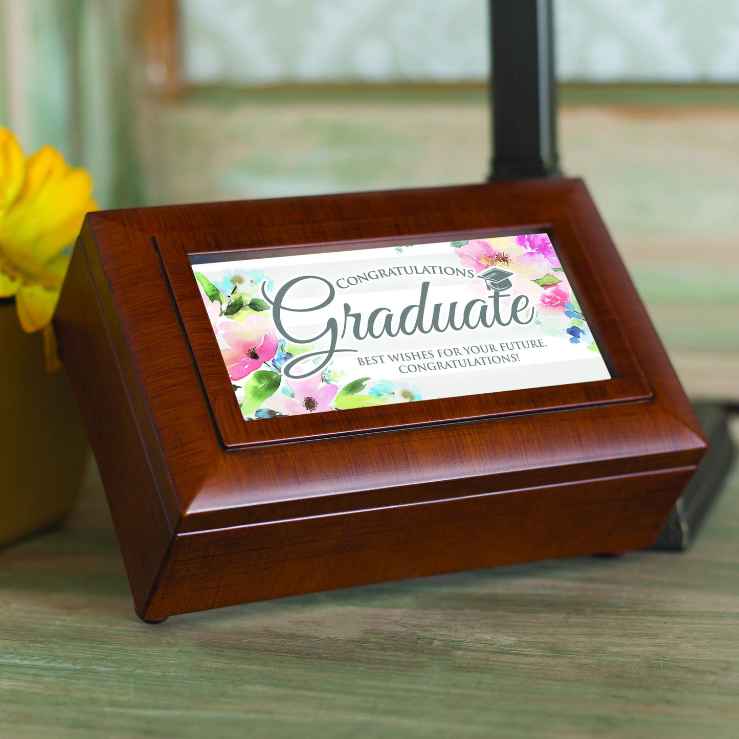 Woodgrain Resin Graduation Music Box: POMP and CIRCUMSTANCE Q-GM22886