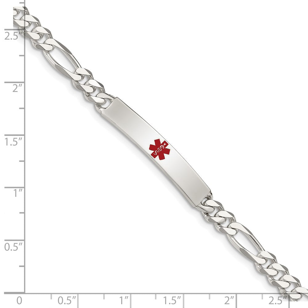 Sterling Silver Polished Medical Figaro Anchor Link ID Bracelet 7.5 inches