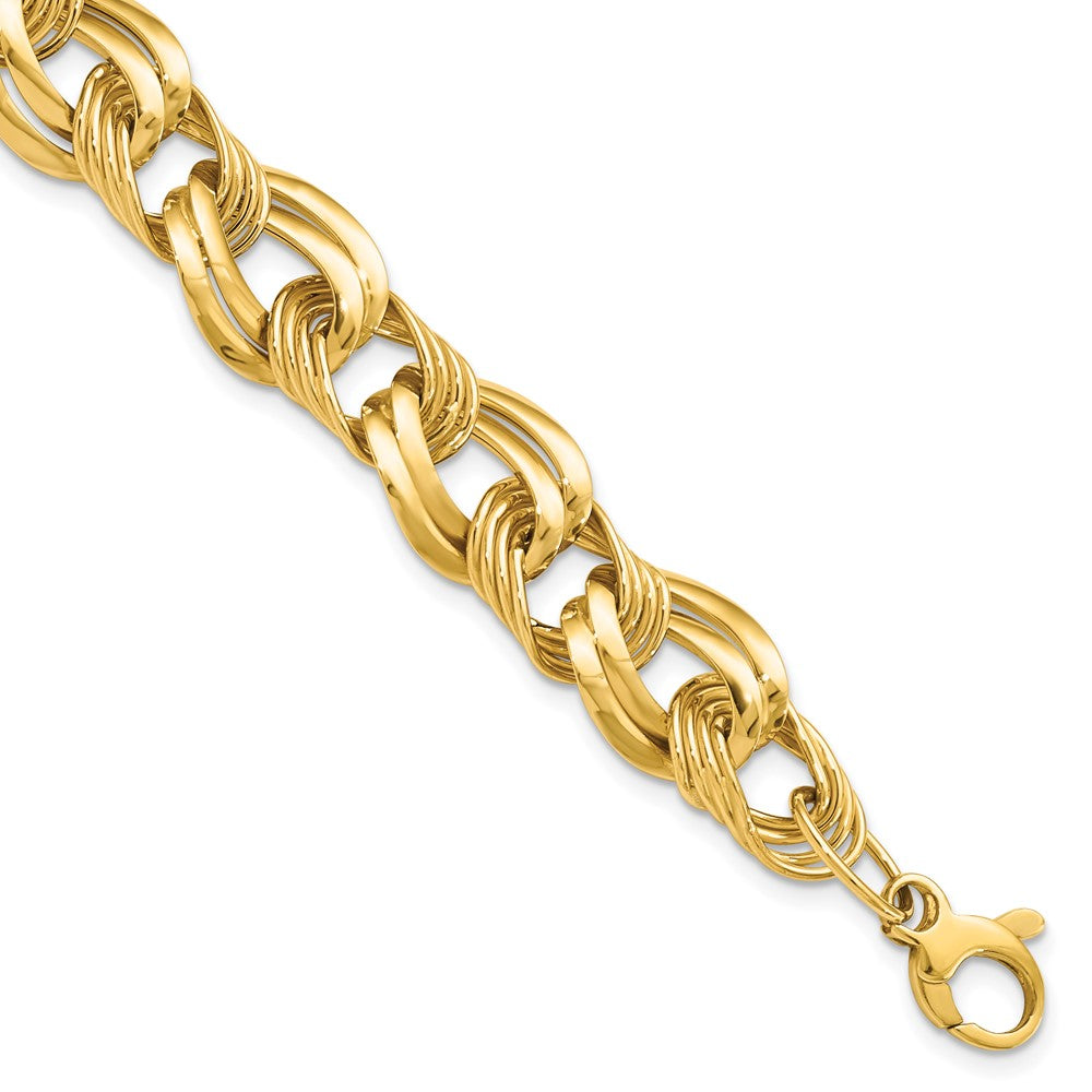 14K Polished Fancy Link Bracelet 8  inches