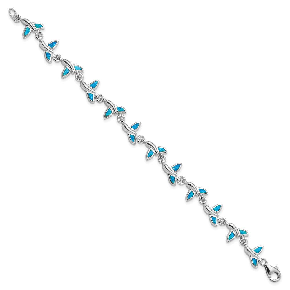Sterling Silver Rhodium-Plated Whale Tail 7.75 inch Bracelet 7.75 inches