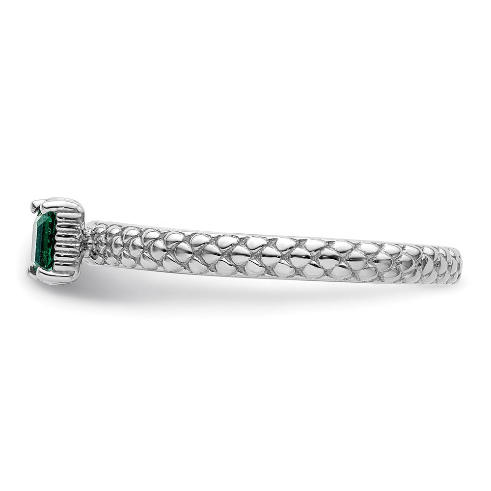 Sterling Silver Stackable Expressions Created Emerald Single Stone Ring Size -6
