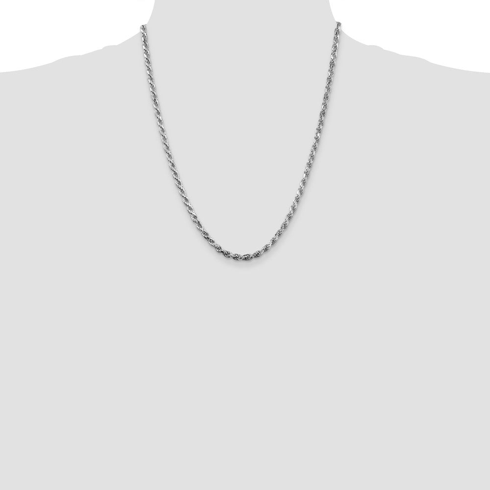 Sterling Silver Rhodium-plated 3.75mm Diamond-cut Rope Chain 22 Inches