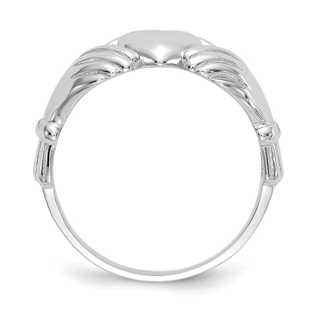 14k White Gold Men's Claddagh Ring Size 9