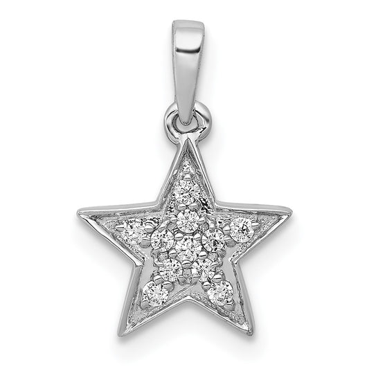 14k White Gold 1/10 carat Lab Grown Diamond VS/SI+ G+ Cluster Star Pendant