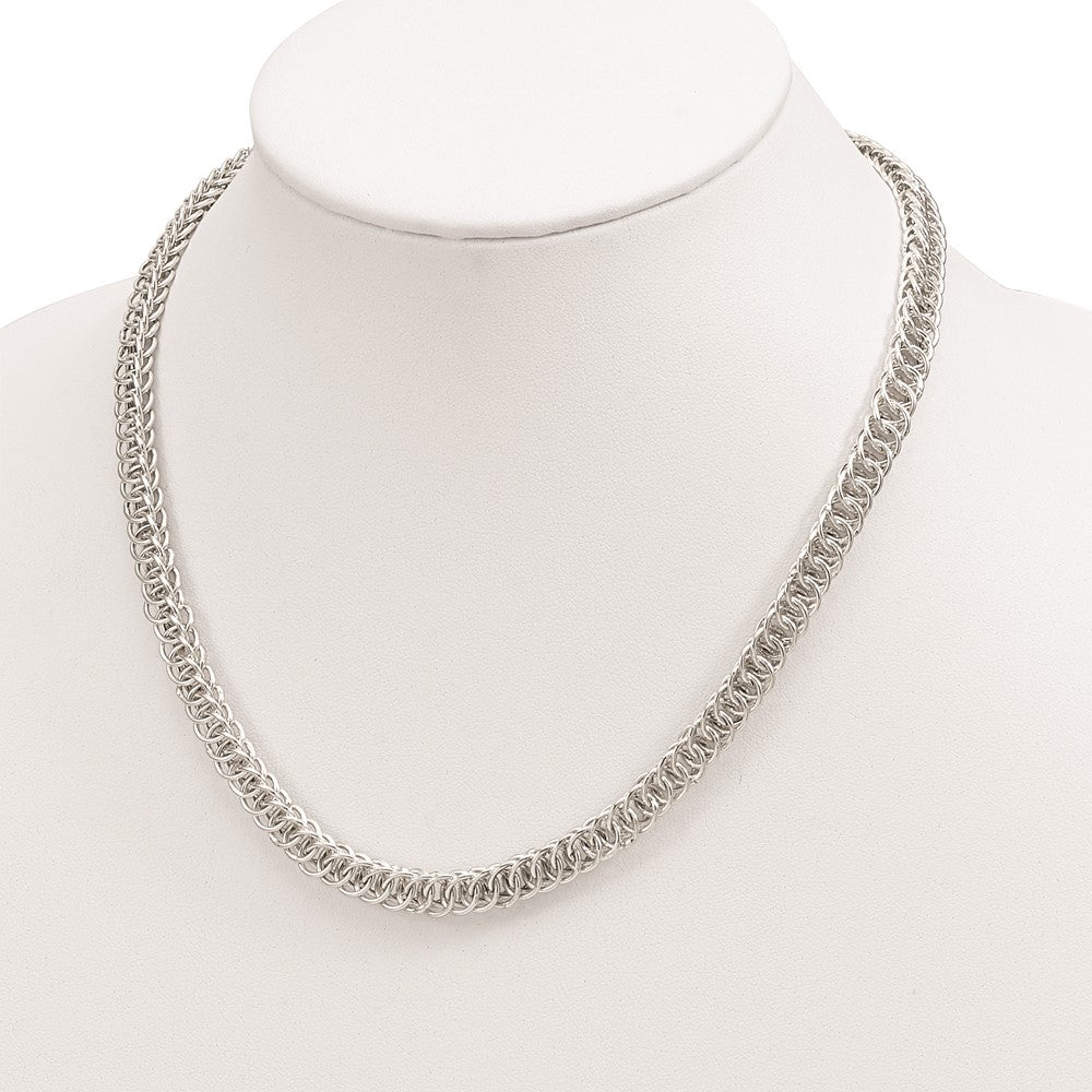 Sterling Silver Polished Fancy Circle Link 18.5in Necklace