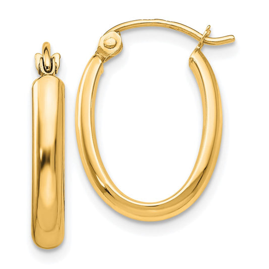 10k Polished 2.75mm Oval Tube Hoop Earrings