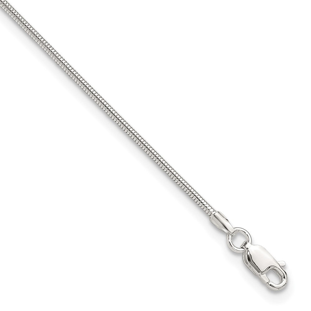 Sterling Silver 1.5mm Round Snake Chain 9in Plus 1in ext. Anklet 9 inches