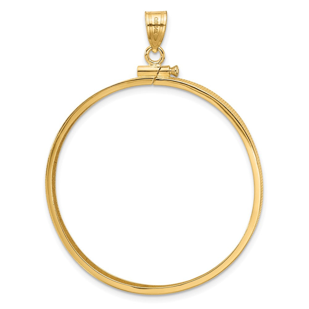 Wideband Distinguished Coin Jewelry 14k Polished 37.0mm x 2.85mm Screw Top Coin Bezel Pendant
