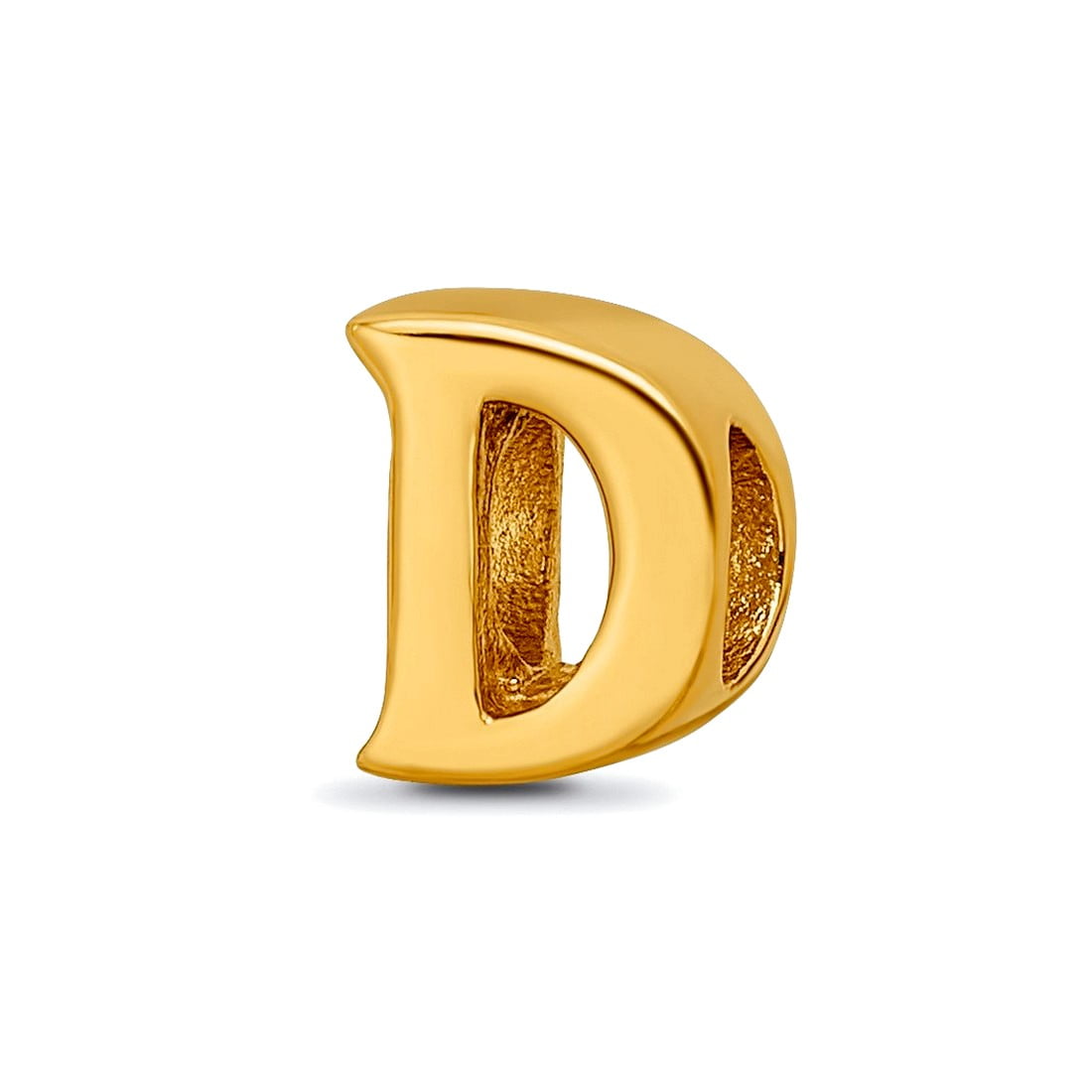 925 Sterling Silver Polished Gold Plated Reflections Letter Name Personalized Monogram Initial D Bead Charm 7.27x6.36mm