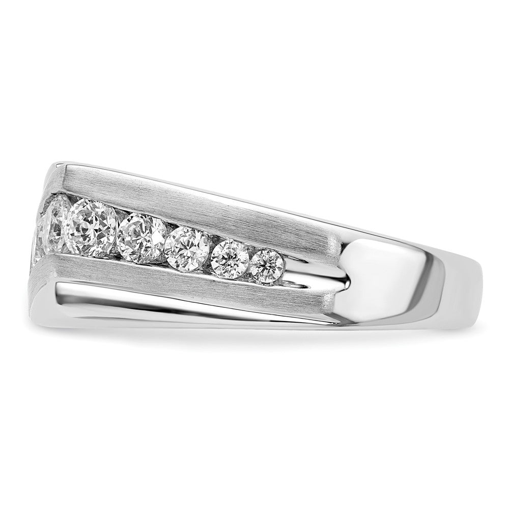 IBGoodman 14k White Gold 1 3/8 carat Lab Grown Diamond VS/SI+ G+ Complete Satin Men's Ring