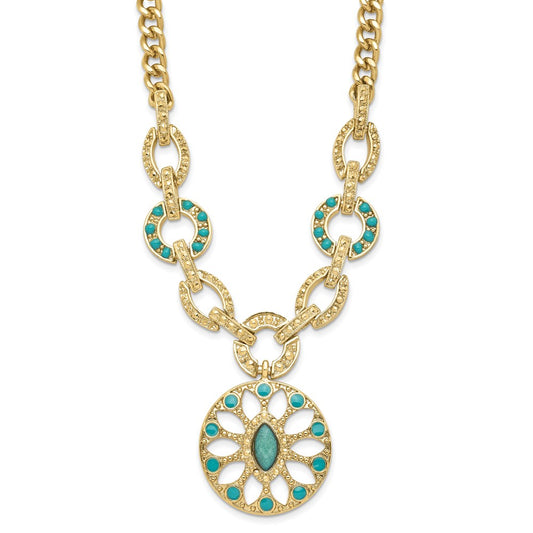 Laundry Gold-tone Resin & Simulated Composite Stone w/ 3in ext Necklace