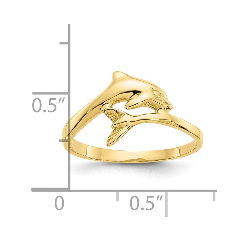 10k Yellow Gold Dolphin Ring Size 6