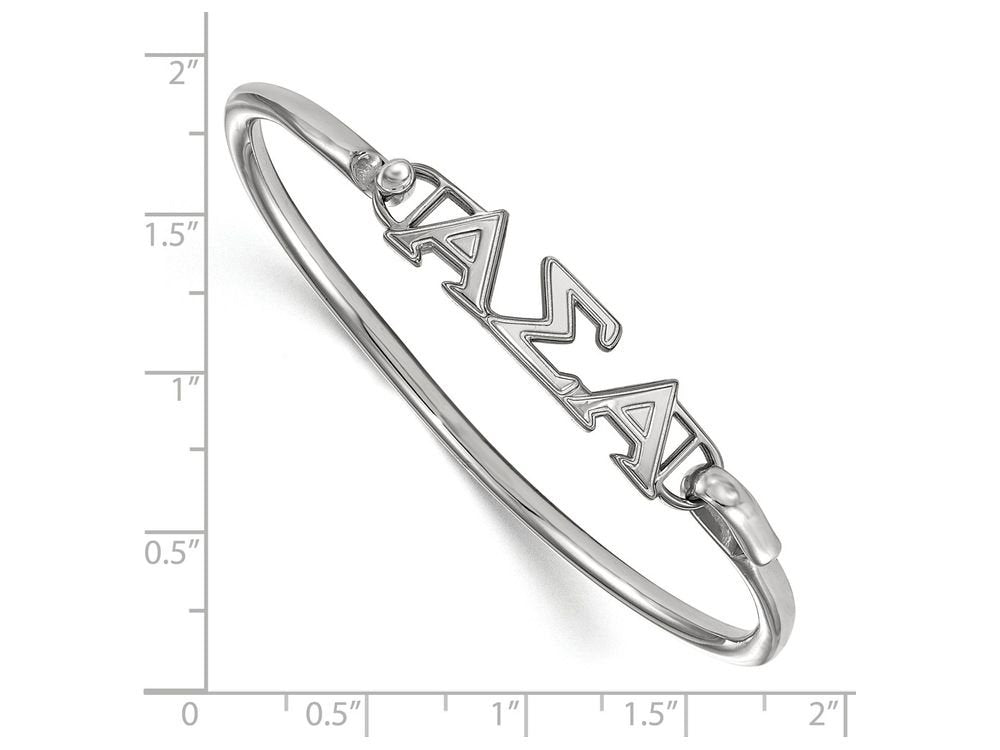 Sterling Silver Official Licensed Greek Sororities 7in Alpha Sigma Alpha (???) Small Hook and Clasp Bangle