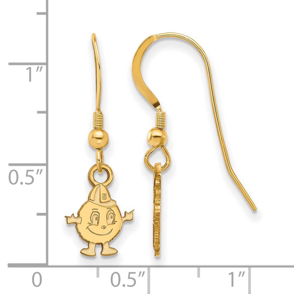 Sterling Silver Gold-plated LogoArt Syracuse University Mascot Extra Small Dangle Wire Earrings Q-GP026SYU
