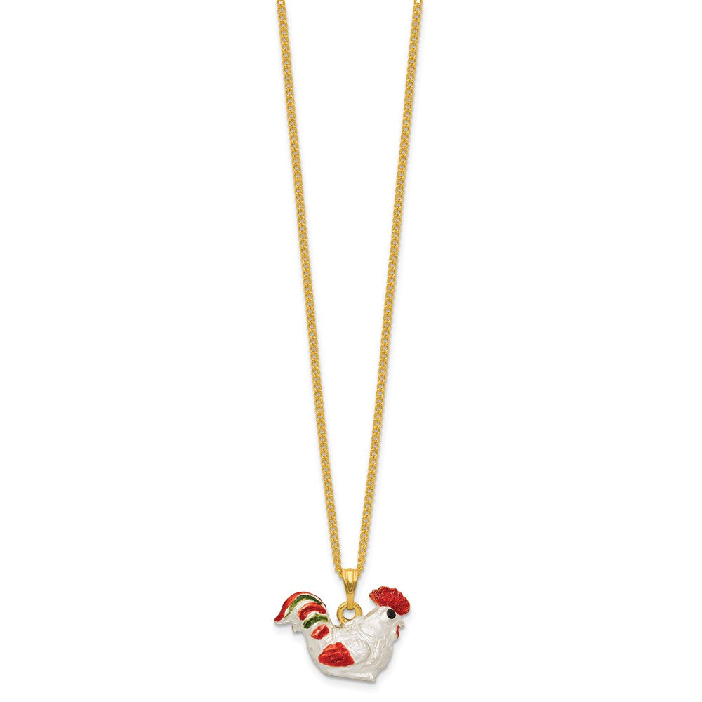 Luxury Giftware by Jere Bejeweled CLUCK NORRIS Large Rooster Trinket Box with Matching 18 inch Necklace