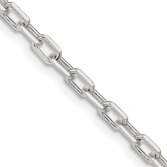 Sterling Silver 3.75mm Diamond-cut Long Link Cable Chain 22 Inches