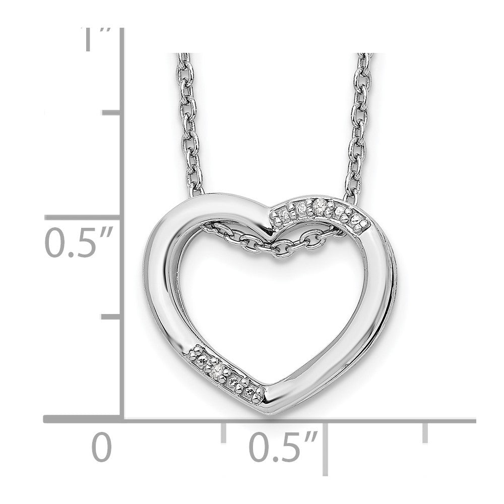White Ice Sterling Silver Rhodium-plated 18 Inch Diamond Open Heart Necklace with 2 Inch Extender 18 Inches