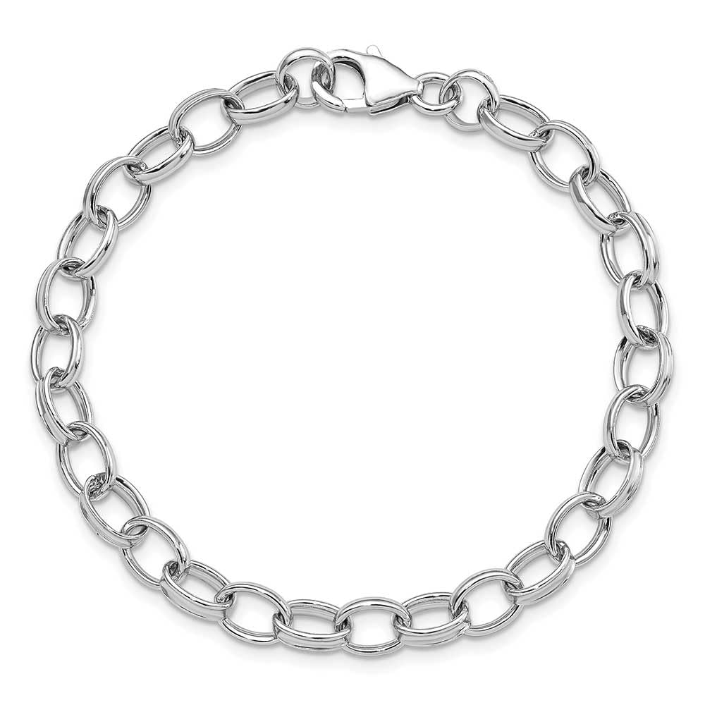 Amore La Vita Sterling Silver Rhodium-plated Polished 5mm 7.5 inch with Fancy Lobster Clasp Charm Bracelet 7.5 inches