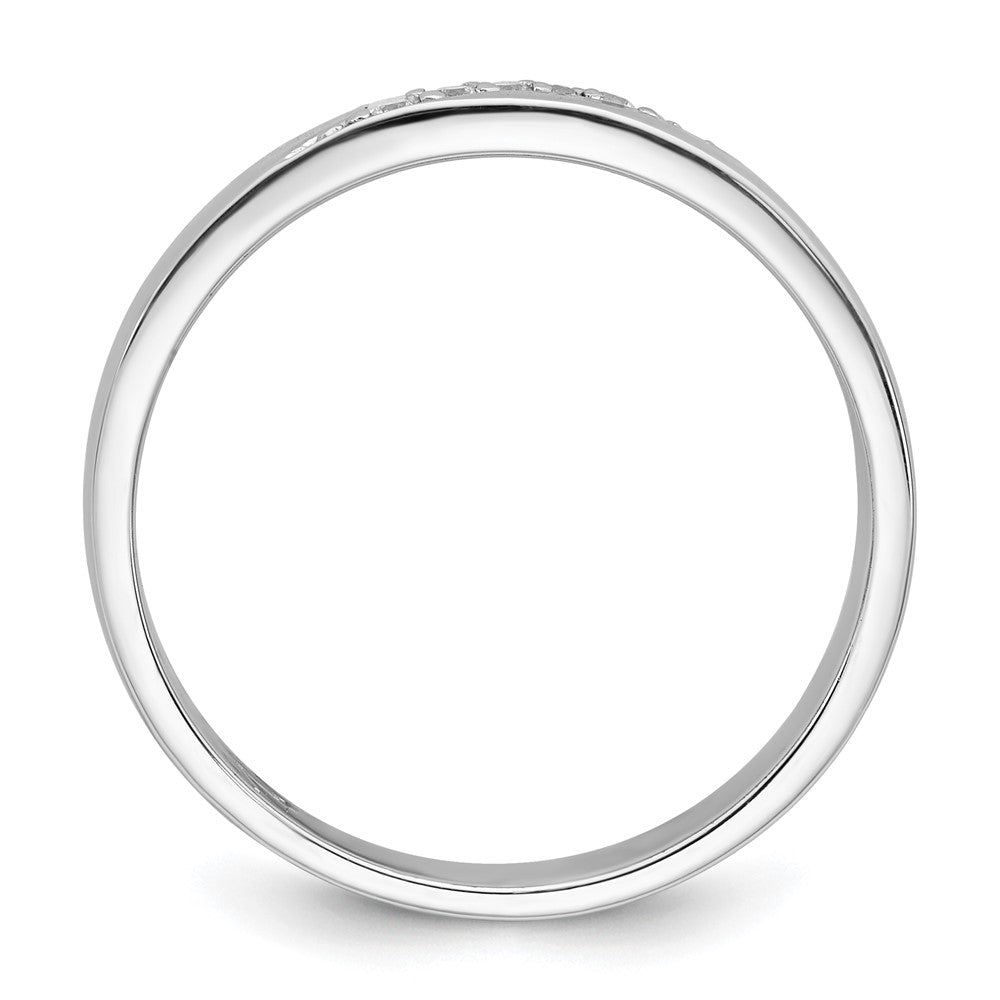 Sterling Silver Rhodium-plated Polished White CZ Mens Size 10 Band Ring