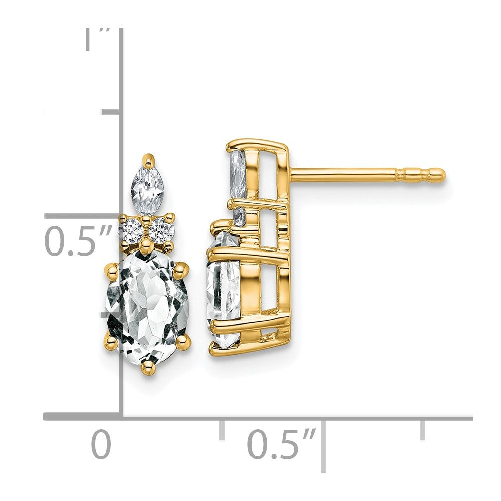 14K Polished Diamond and White Topaz Twisted Post Earrings