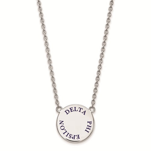 LogoArt Sterling Silver Delta Phi Epsilon Small Enameled Pendant Necklace With 18 Inch