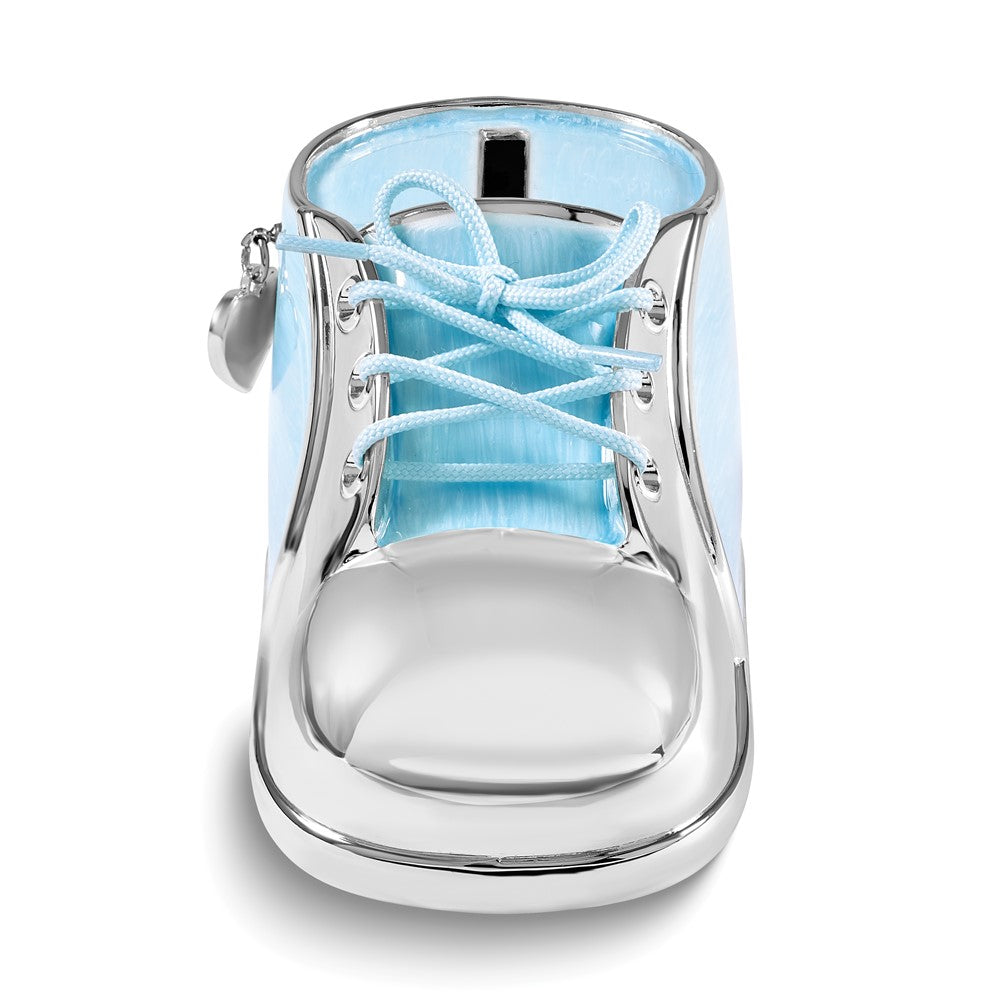 Blue Enameled Baby Shoe Nickle-plated Bank