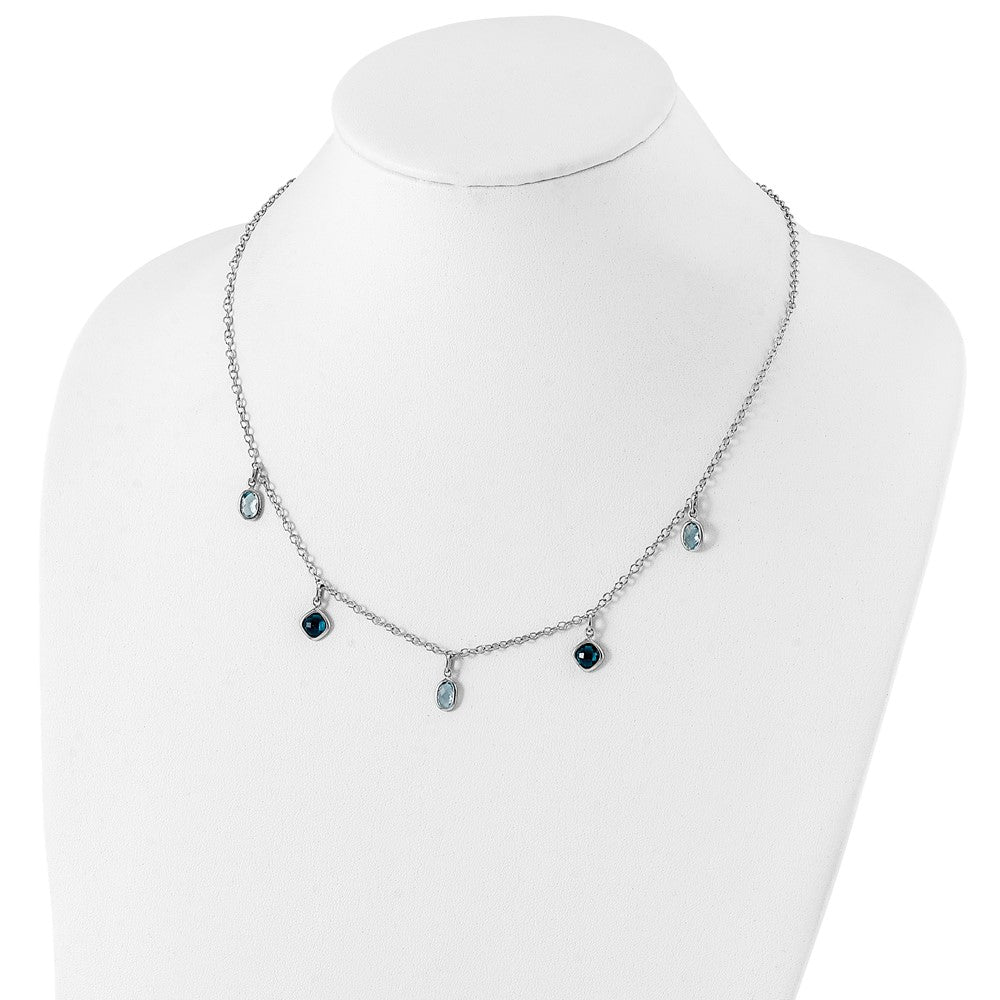 Sterling Silver Rhod-plat London and Sky Blue Topaz w/ 2in ext. Necklace 18 Inches