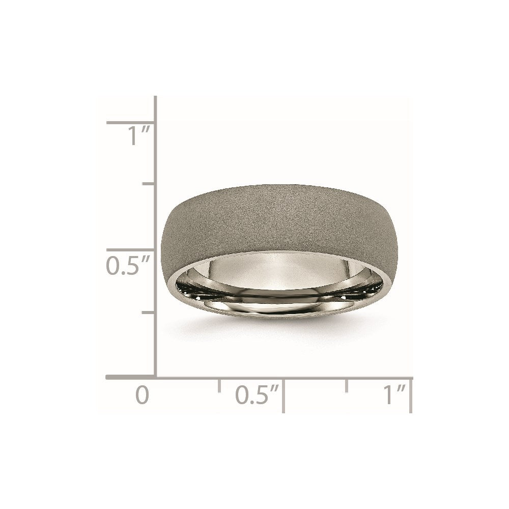 Titanium Stone Finish 7mm Half Round Band Size - 13