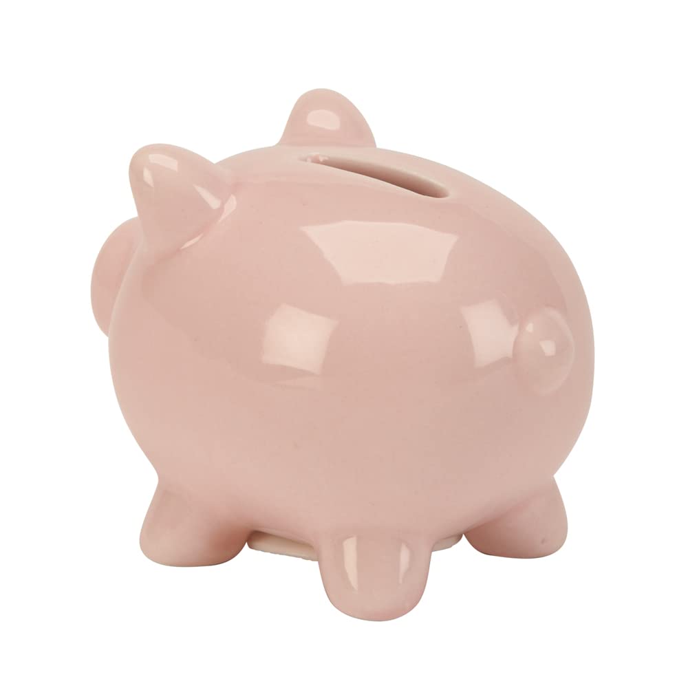 Small Pink Ceramic Pig Bank, 3" x 4" x 3"