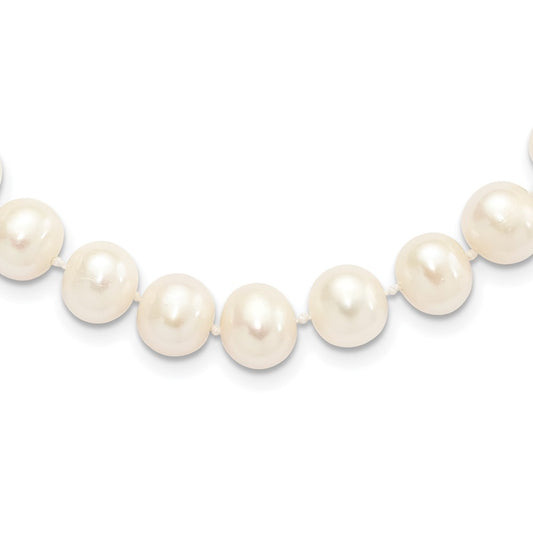 Sterling Silver Rhodium-plated 9-10mm White Near-Round Freshwater Cultured Pearl 16 inch Necklace 16 Inches
