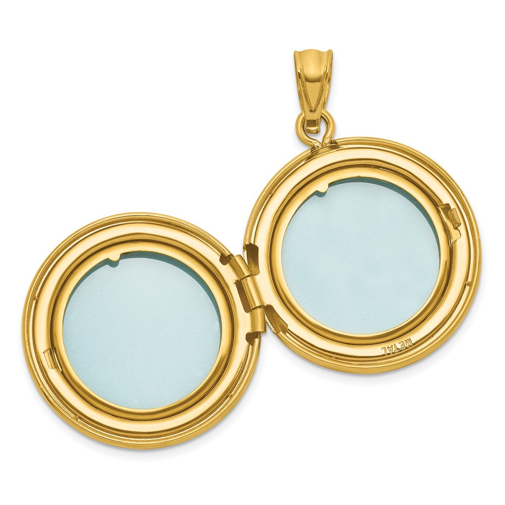 Sterling Silver Gold-plated Polished Front/Brushed Back 1/20 carat Diamond with Celtic Knot Border 20mm Round Locket