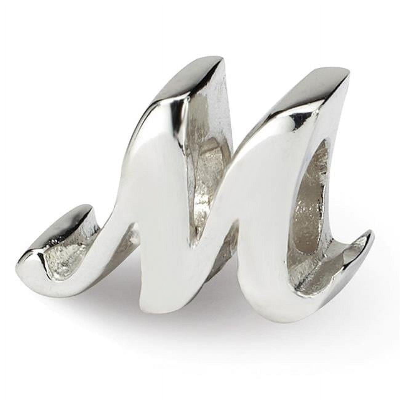 925 Sterling Silver Polished Reflections Letter Name Personalized Monogram Initial M Script Bead Charm 10.91x15.45mm Wid