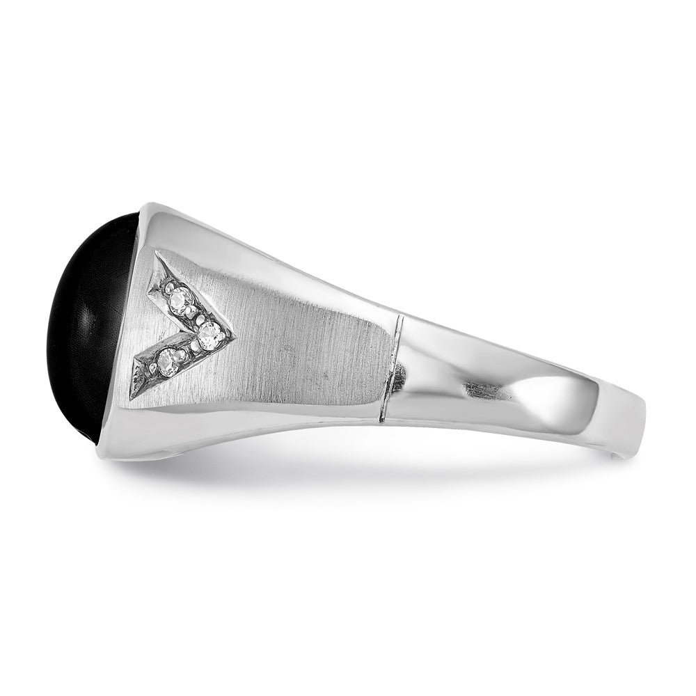 Sterling Silver Onyx & Diamond Ring