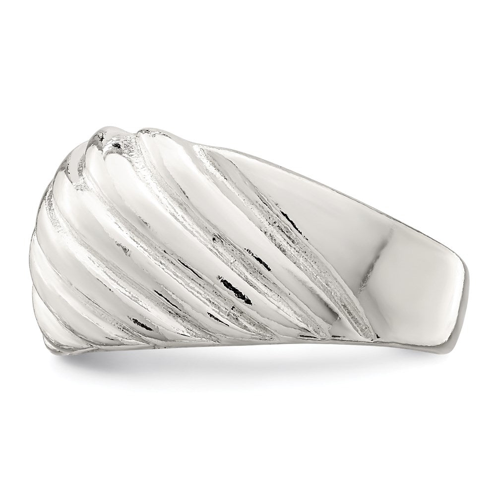 Sterling Silver Solid Fancy Ribbed Ring
