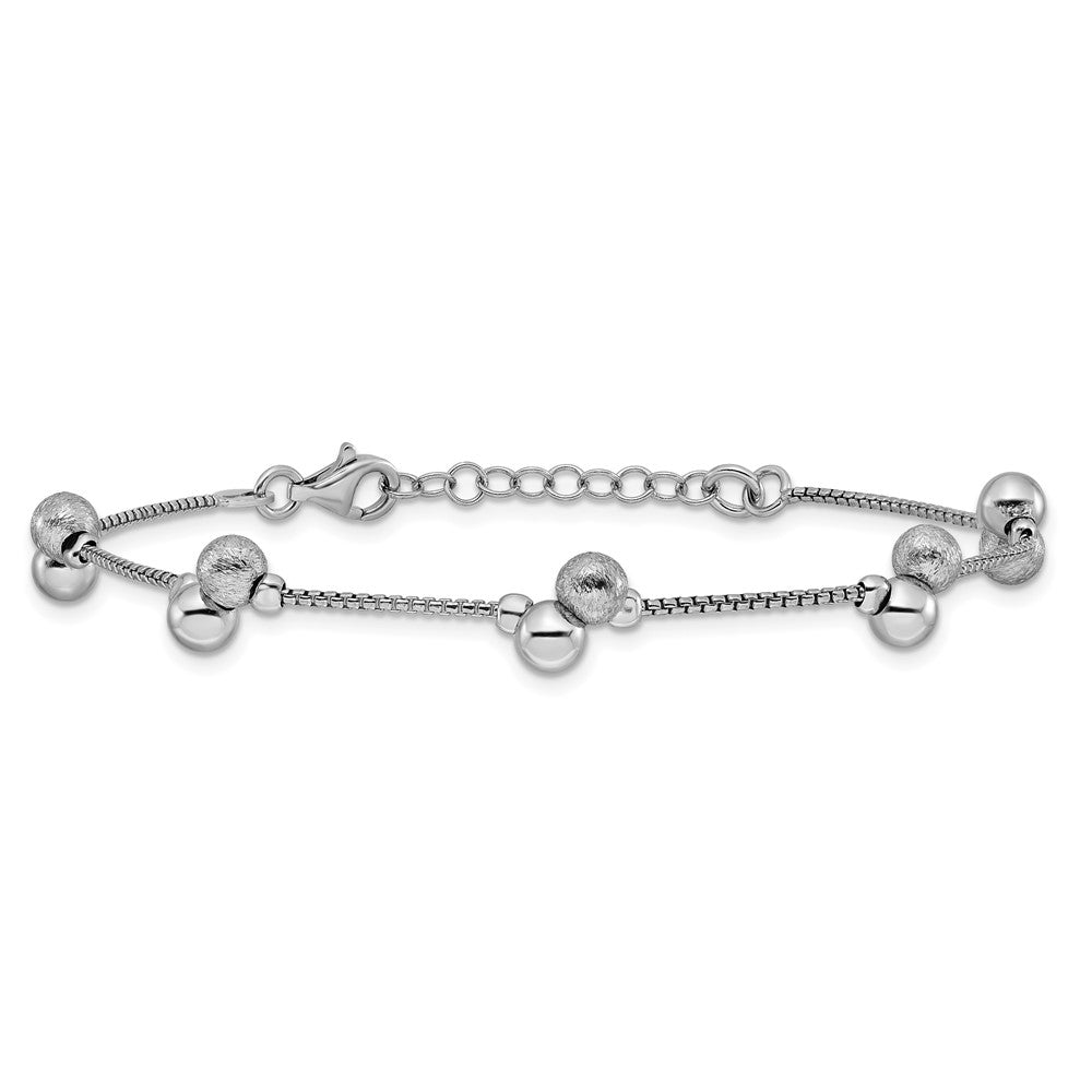 SS RH-plated Brushed and Beaded w/1in Ext Bracelet 7  inches