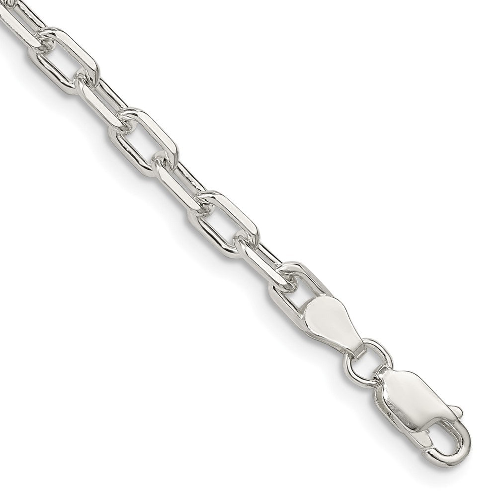 Sterling Silver 4.5mm Diamond-cut Long Link Cable Chain 8 inches