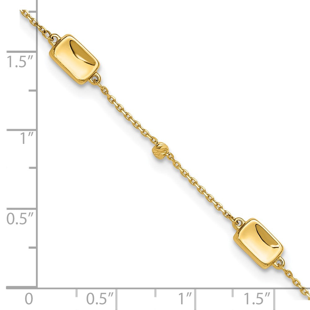 14K Polished and Diamond-cut Station Plus 1in ext. Anklet
