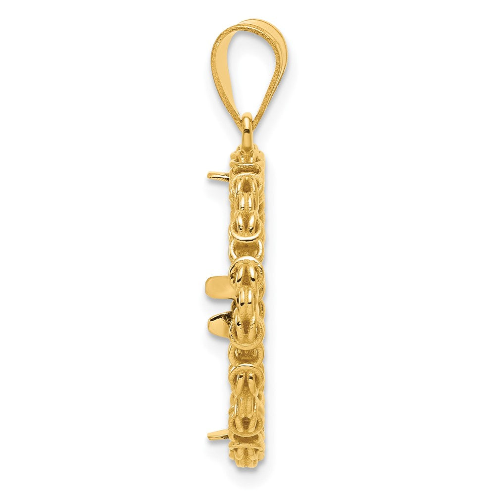 14k Diamond Cut Byzantine Link with 16.5mm Prong Coin Bezel Pendant