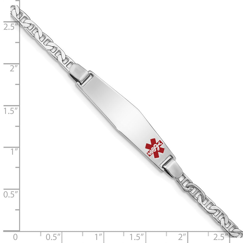 Sterling Silver Rhodium-plated Medical ID Anchor Link Bracelet 7 inches
