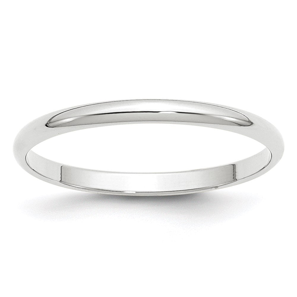 10k White Gold 2mm Lightweight Half Round Wedding Band Size 7.5