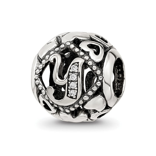 Sterling Silver Reflections CZ Letter Y Bead