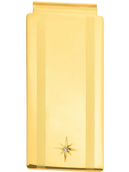 Primal Gold-plated Kelly Waters Star Cut .001ct Diamond Hinged Money Clip