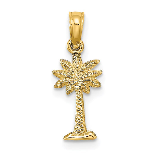 14K 2-D Textured Mini Palmetto Palm Tree Charm