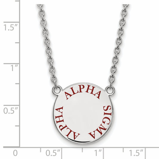 Sterling Silver 18in Official Licensed Greek Sororities Alpha Sigma Alpha (???) Small Enamel Pendant w/Necklace