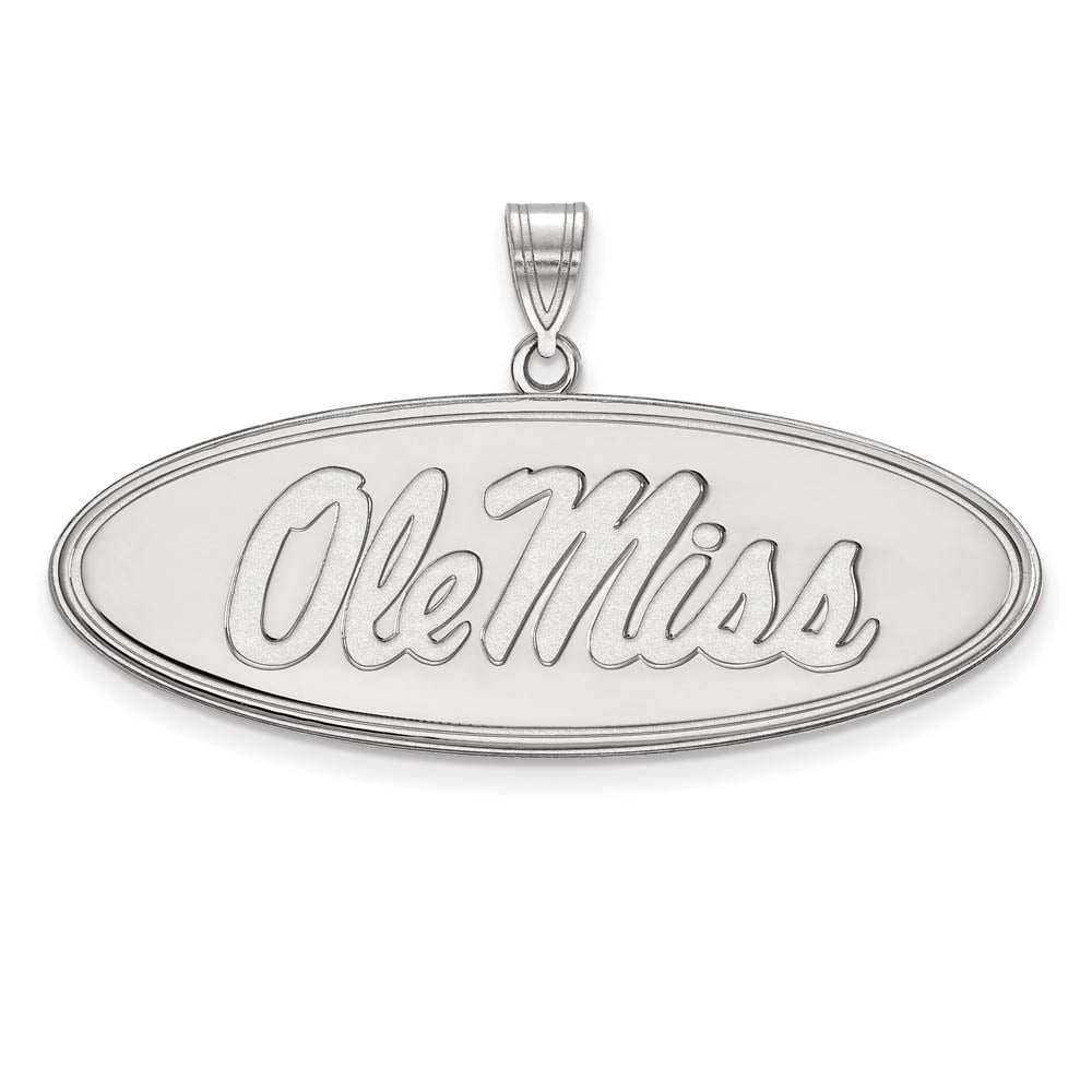 Sterling Silver Rhodium-plated LogoArt University of Mississippi Ole Miss Large Oval Pendant Q-SS004UMS