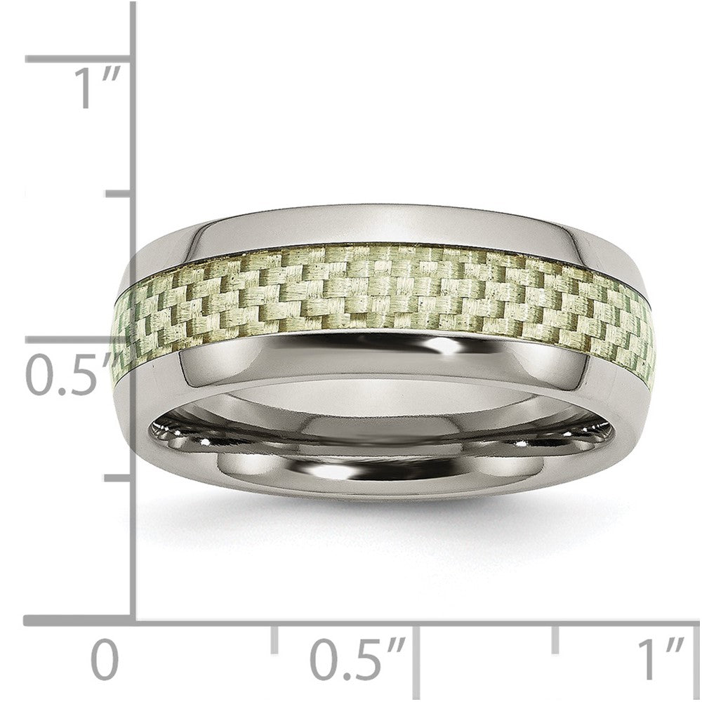 Stainless Steel Polished w/ Yellow Carbon Fiber Inlay 8mm Band
