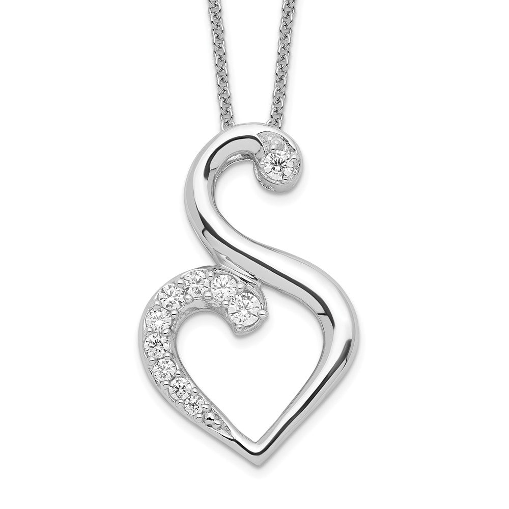 Sentimental Expressions Sterling Silver Rhodium-plated CZ Journey of Friendship 18in Necklace 18 Inches