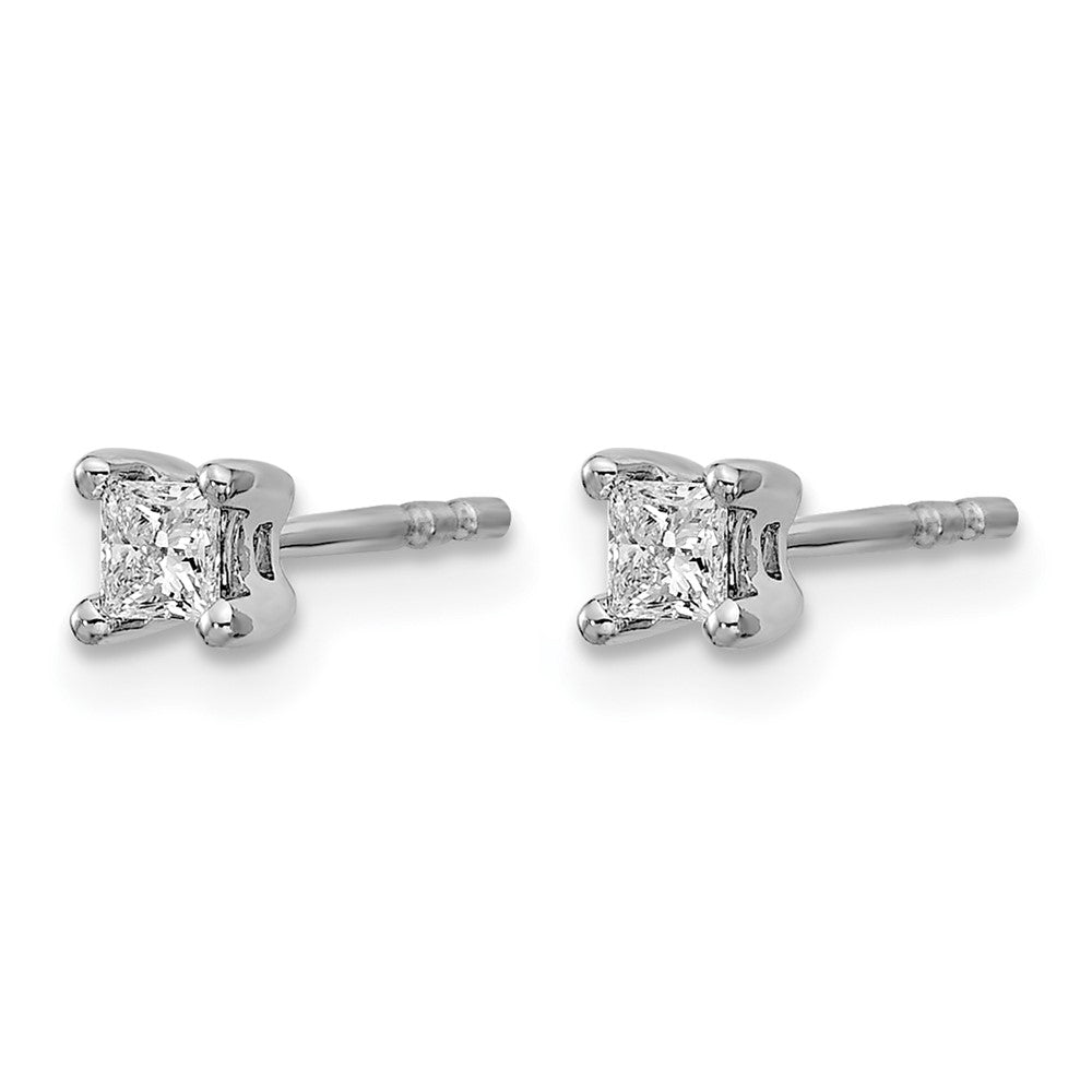 14K White Gold 1/4 Carat Lab Grown Diamond VS/SI+ G+ Princess 4-Prong Complete Stud Earrings