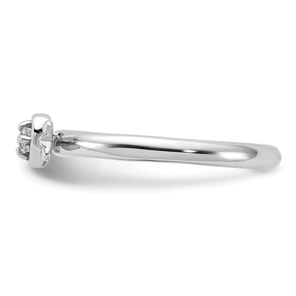 Sterling Silver Stackable Expressions Rhodium-plated White Topaz Heart with Arrow Ring Size -5