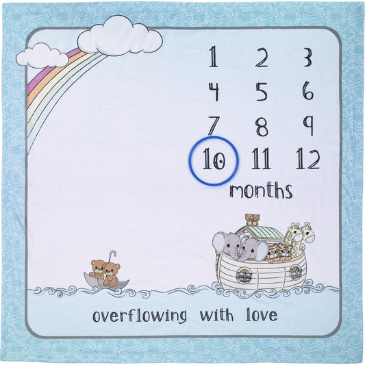 Precious Moments 42 inch Noah's Ark Baby Milestone Blanket